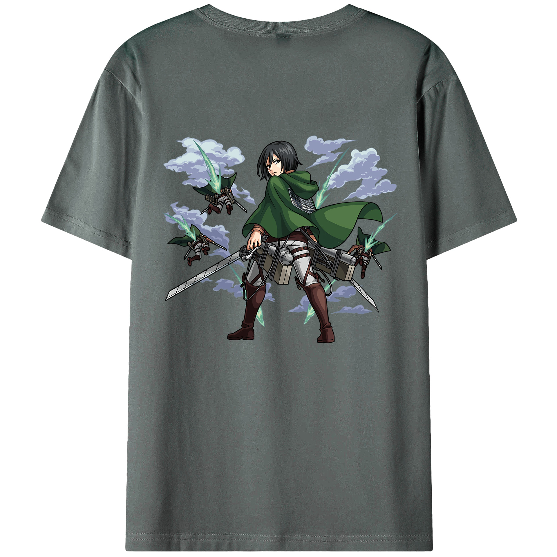 （画像用） 進撃の巨人 ミカサ·アッカーマン Attack on Titan Mikasa Ackerman 綿100％半袖Tシャツ（背面プリント）
